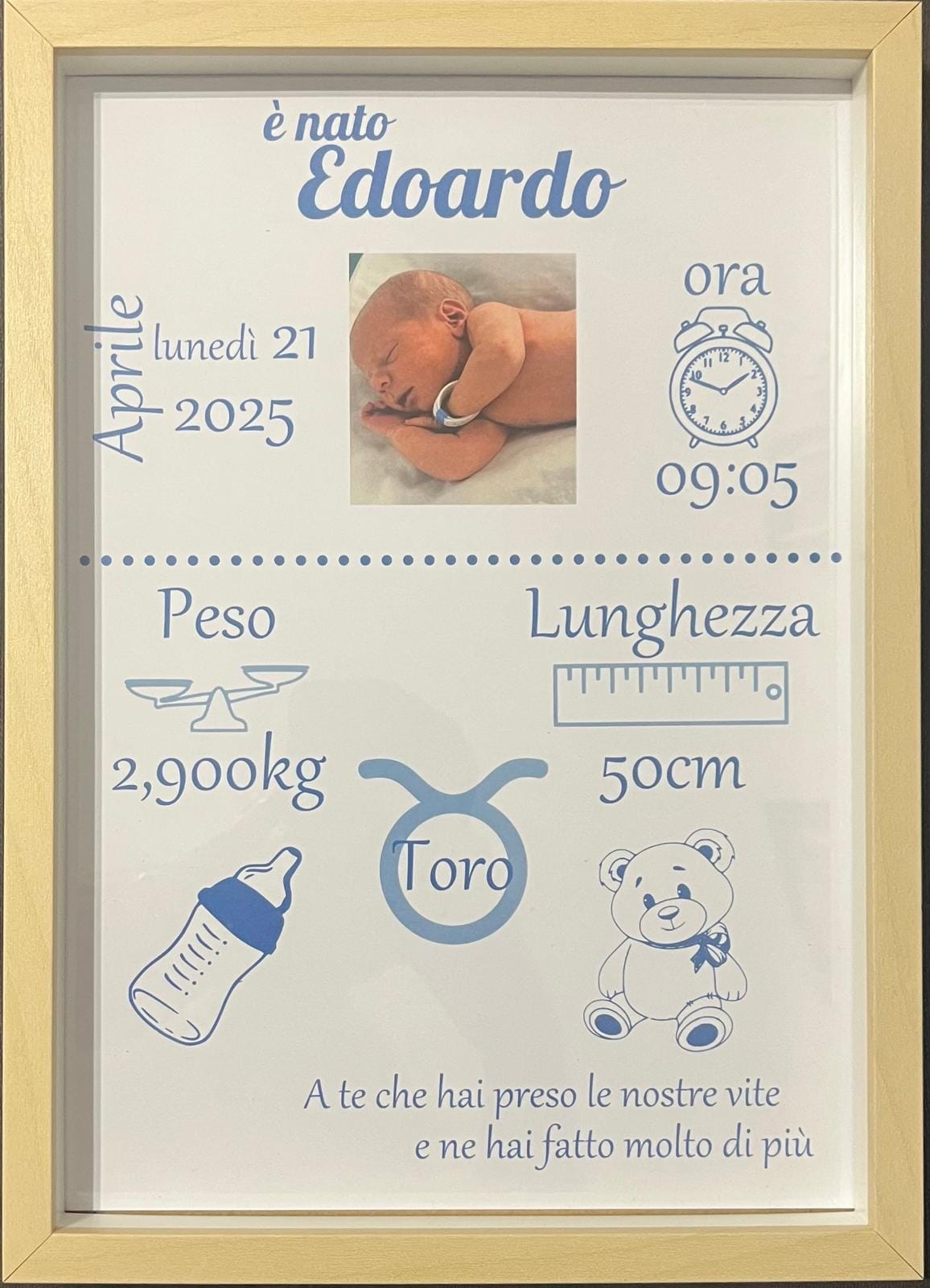 Quadretto Nascita Personalizzato A4 • Stampa Dati Nascita • Poster Cameretta • Regalo Nascita Bambino/Bambina • Stampa Personalizzata