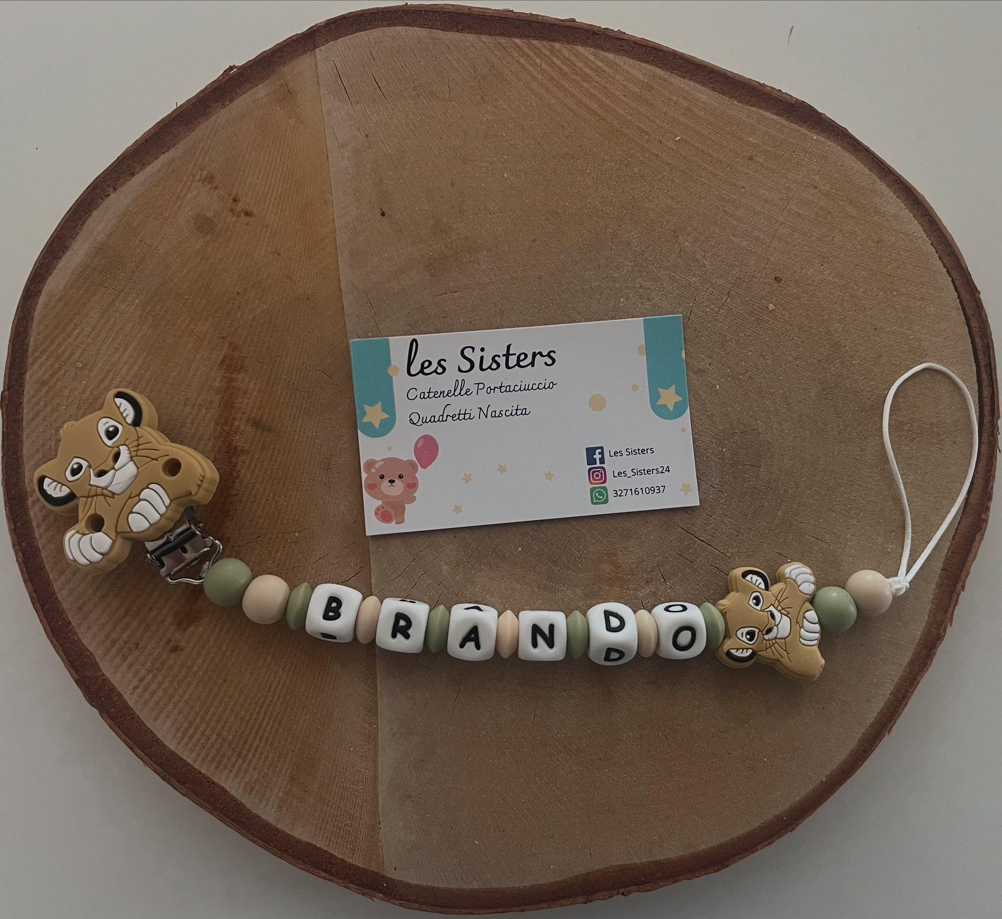 Portaciuccio Re Leone, Simba, Catenella personalizzata, Portaciuccio con nome, Portaciuccio in silicone