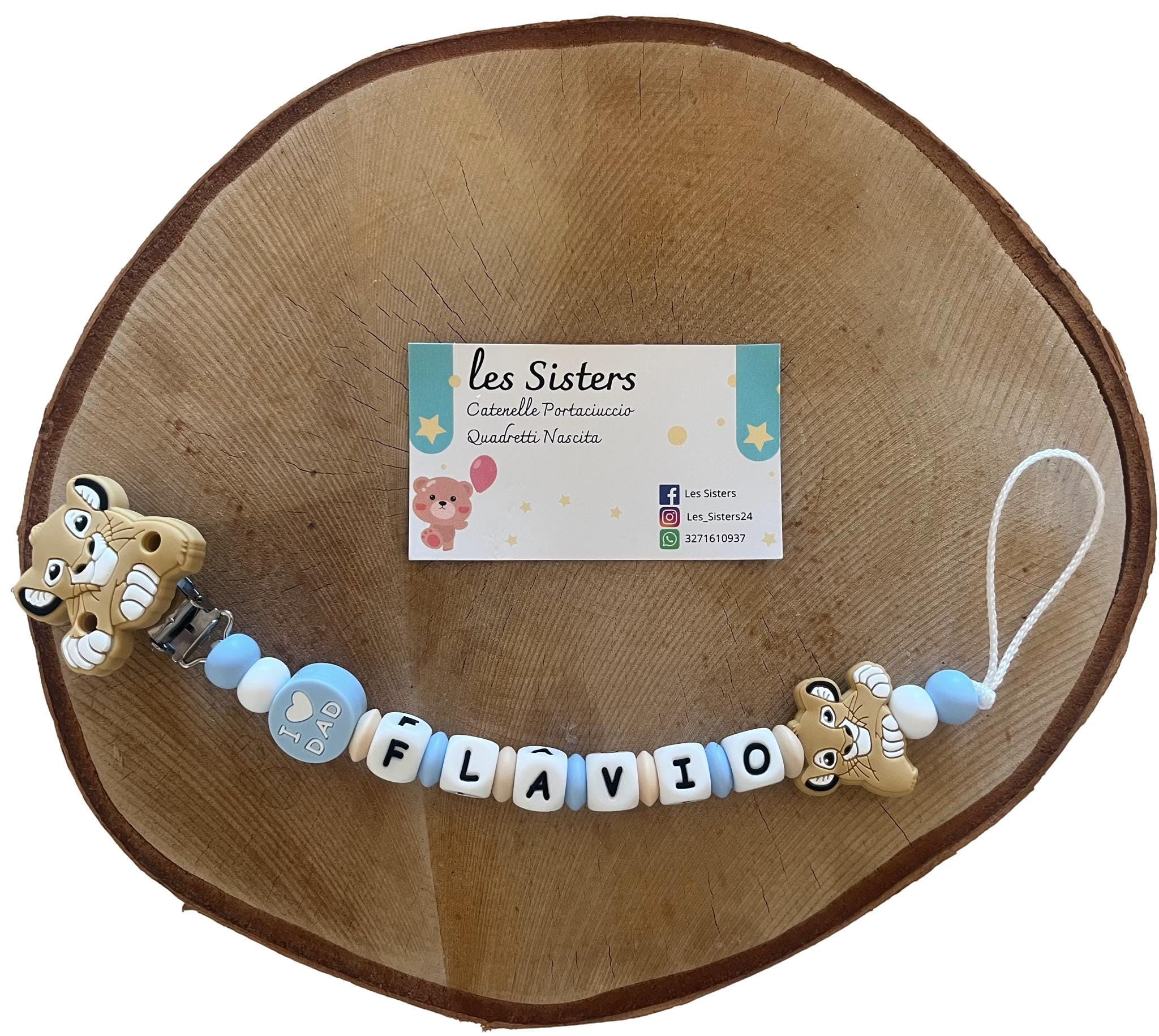 Portaciuccio Re Leone, Simba, Catenella personalizzata, Portaciuccio con nome, Portaciuccio in silicone