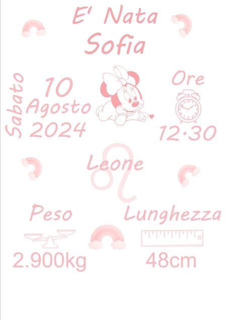 Quadretto Nascita Personalizzato A4 • Stampa Dati Nascita • Poster Cameretta • Regalo Nascita Bambino/Bambina • Stampa Personalizzata