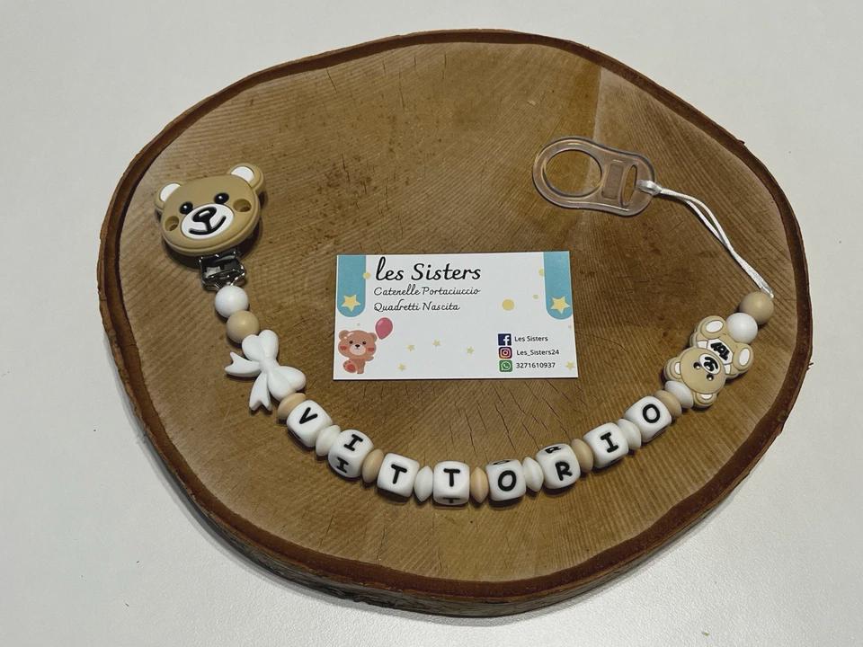 Portaciuccio Moschino, Catenella personalizzata, Portaciuccio con nome, Portaciuccio in silicone