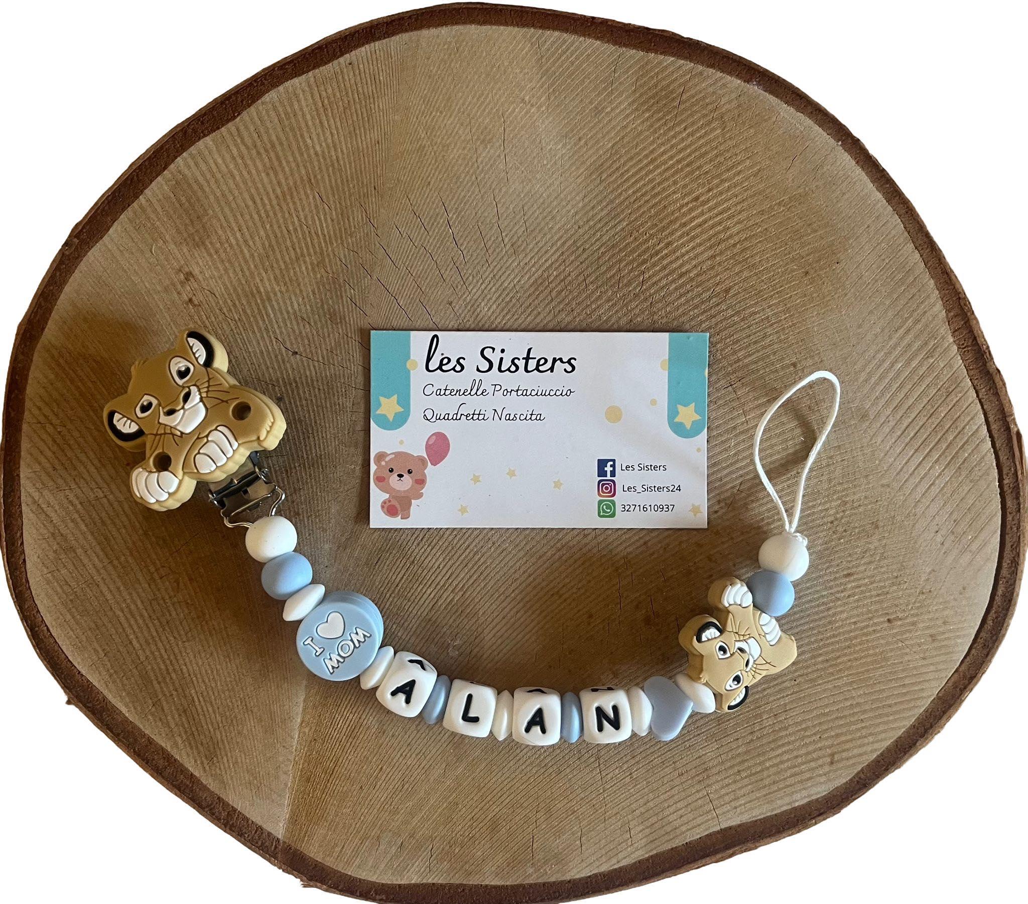 Portaciuccio Re Leone, Simba, Catenella personalizzata, Portaciuccio con nome, Portaciuccio in silicone