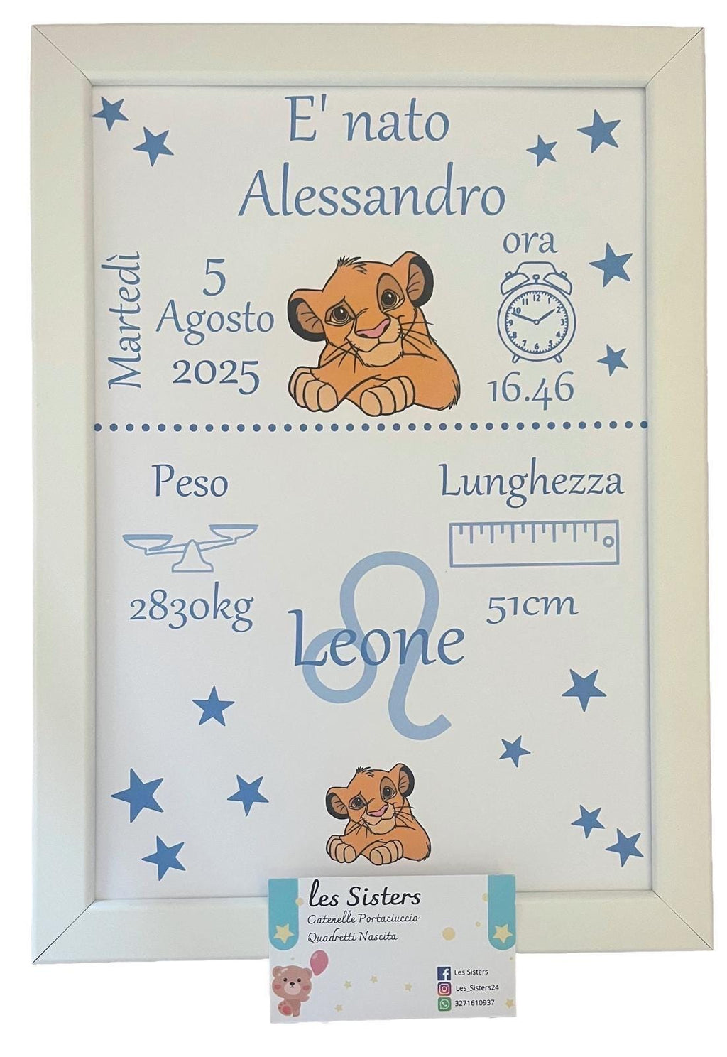 Quadretto Nascita Personalizzato A4 • Stampa Dati Nascita • Poster Cameretta • Regalo Nascita Bambino/Bambina • Stampa Personalizzata