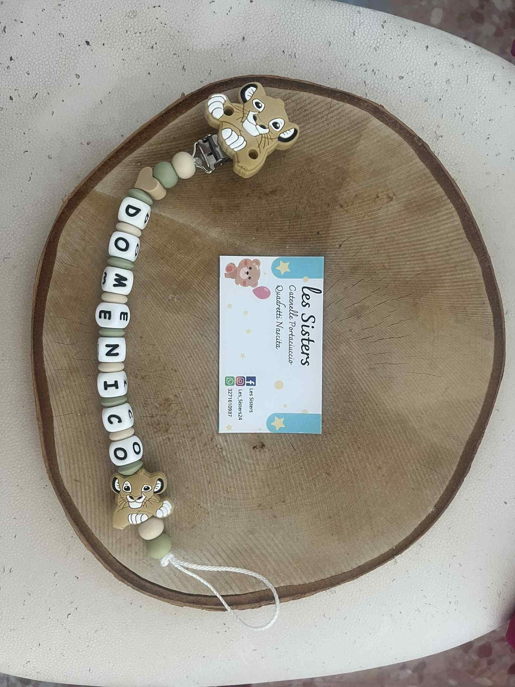 Portaciuccio Re Leone, Simba, Catenella personalizzata, Portaciuccio con nome, Portaciuccio in silicone