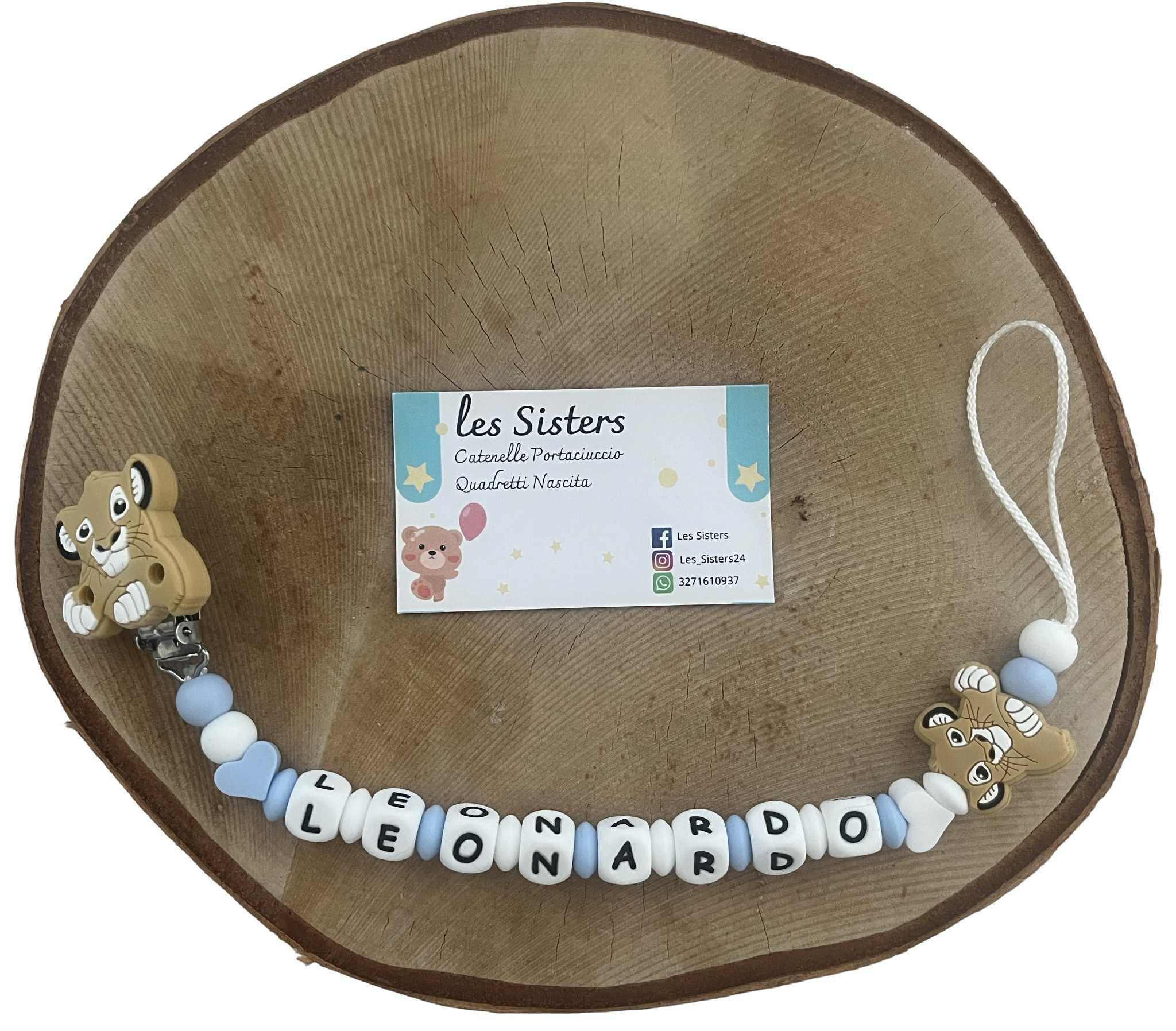 Portaciuccio Re Leone, Simba, Catenella personalizzata, Portaciuccio con nome, Portaciuccio in silicone