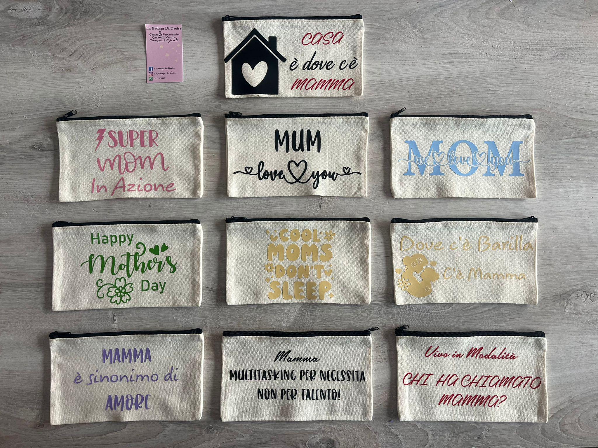 Pochette Festa della Mamma, Astuccio con Frase Minimal Chic, Idea regalo mamma, Borsetta personalizzata, Accessorio Donna.