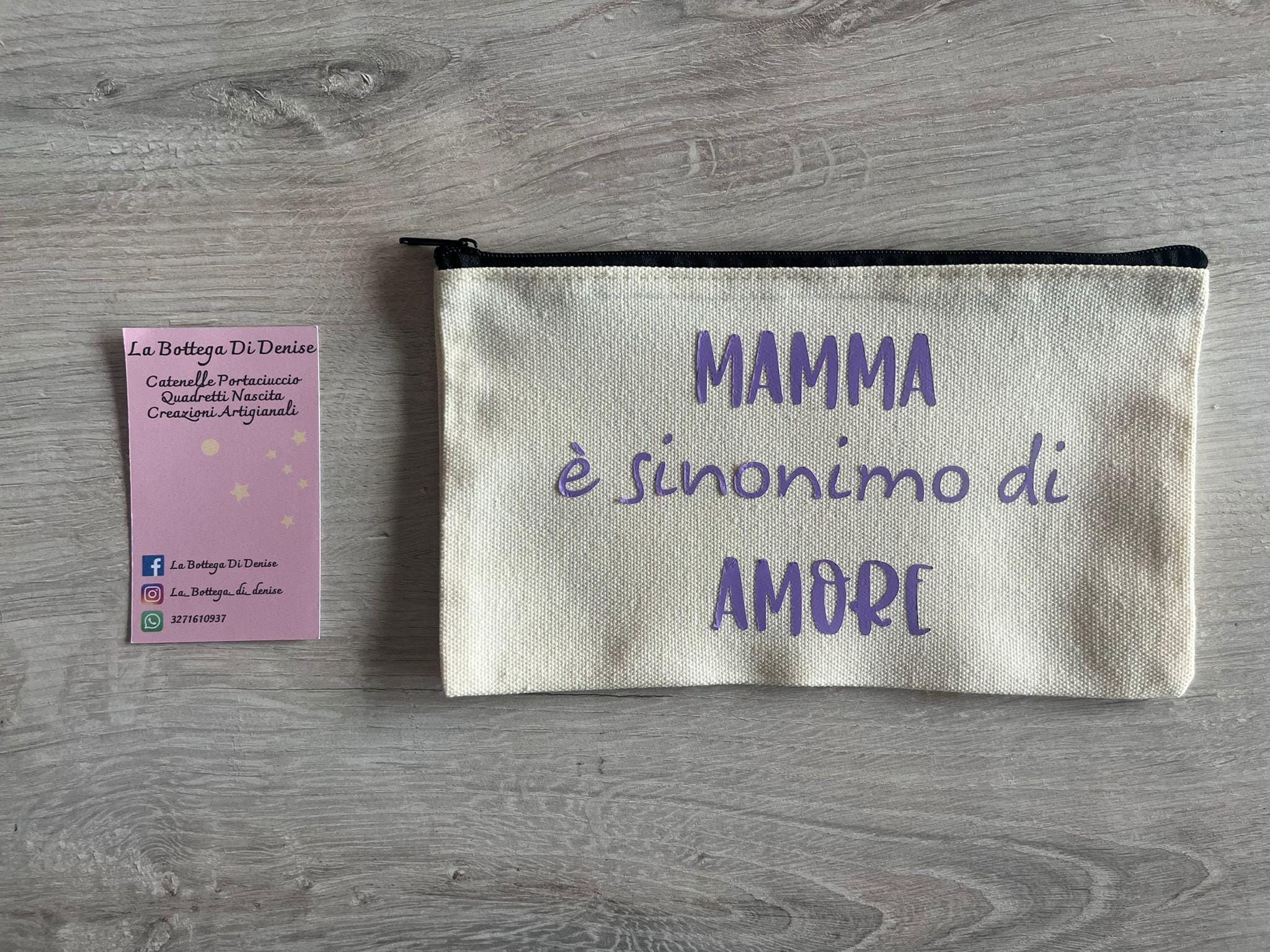 Pochette Festa della Mamma, Astuccio con Frase Minimal Chic, Idea regalo mamma, Borsetta personalizzata, Accessorio Donna.