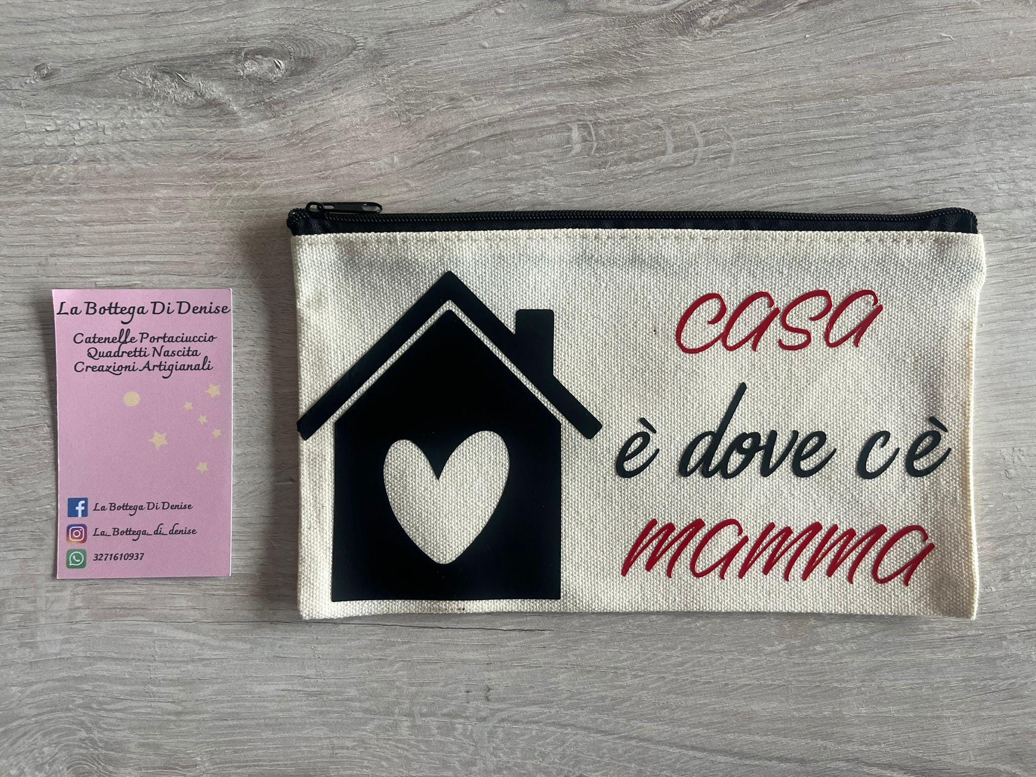 Pochette Festa della Mamma, Astuccio con Frase Minimal Chic, Idea regalo mamma, Borsetta personalizzata, Accessorio Donna.