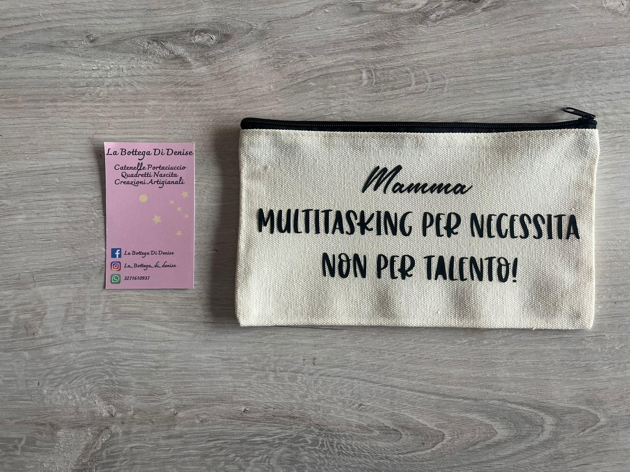 Pochette Festa della Mamma, Astuccio con Frase Minimal Chic, Idea regalo mamma, Borsetta personalizzata, Accessorio Donna.