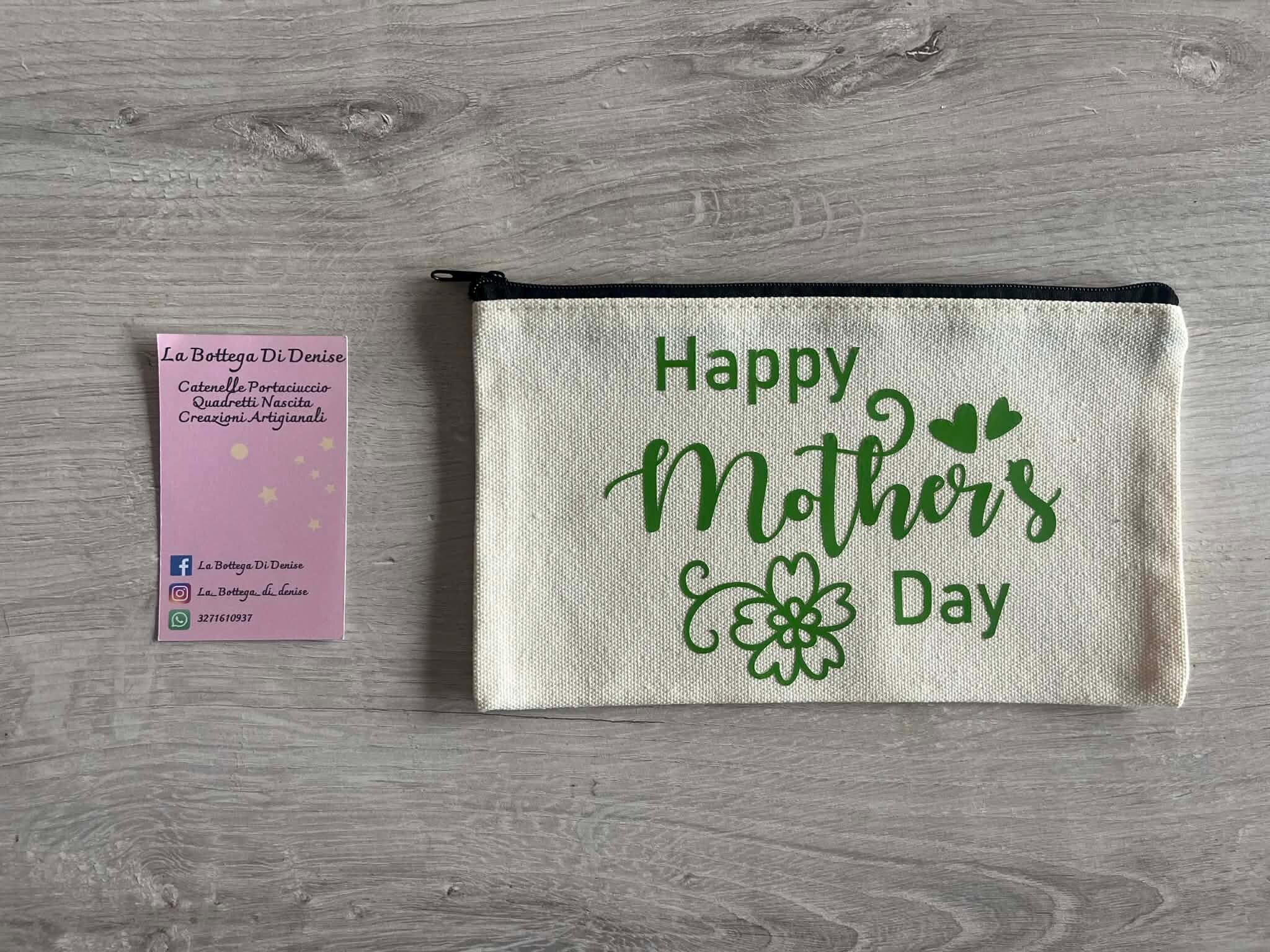 Pochette Festa della Mamma, Astuccio con Frase Minimal Chic, Idea regalo mamma, Borsetta personalizzata, Accessorio Donna.