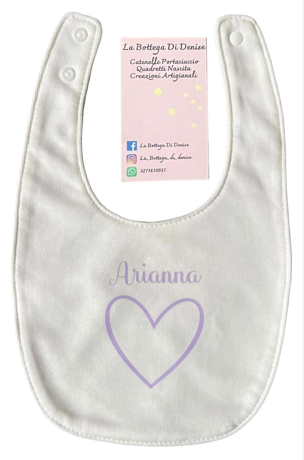 Bavaglino neonato personalizzato con nome – Illustrazione a scelta – 100% cotone – Regalo nascita
