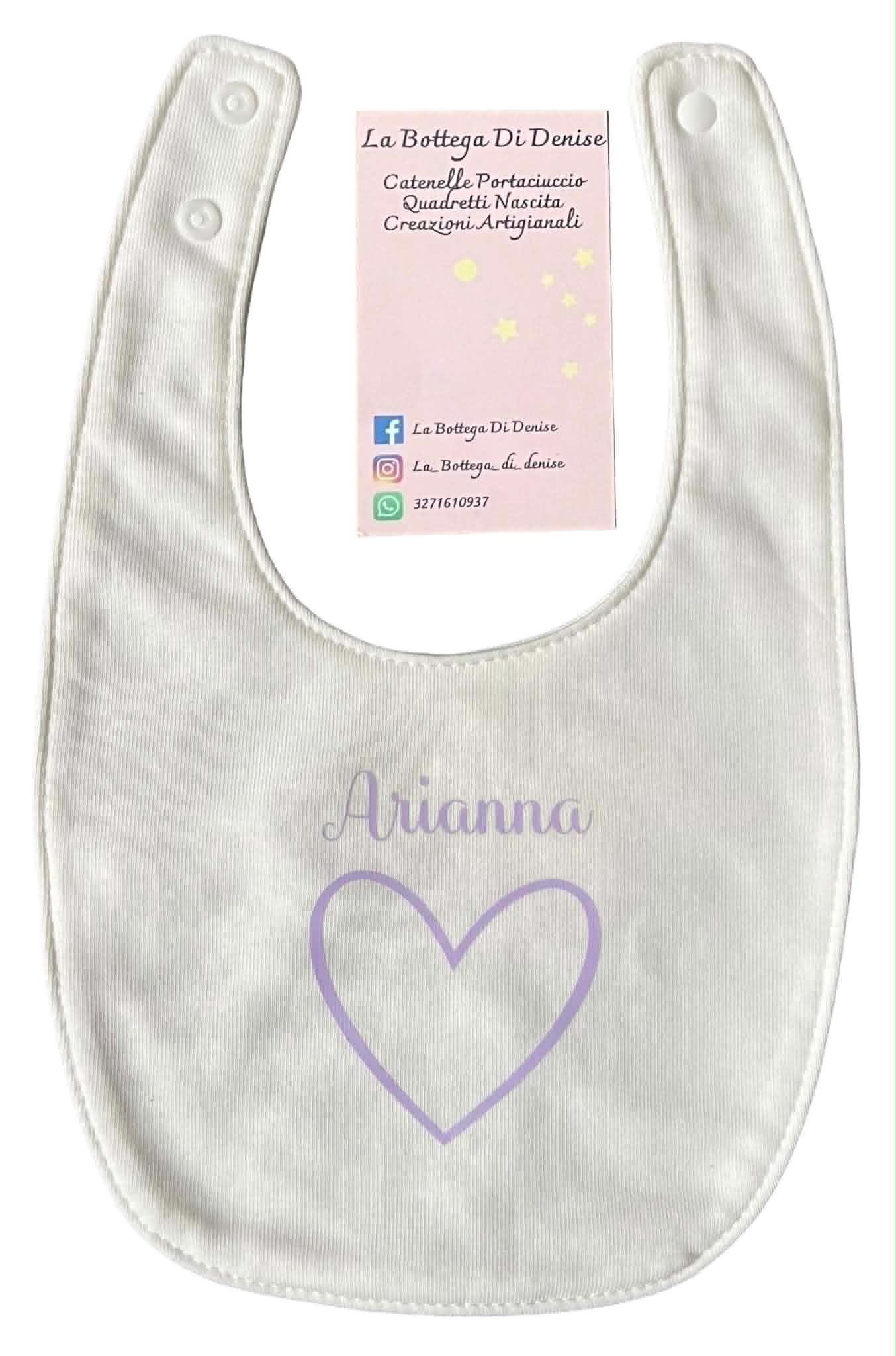 Bavaglino neonato personalizzato con nome – Illustrazione a scelta – 100% cotone – Regalo nascita