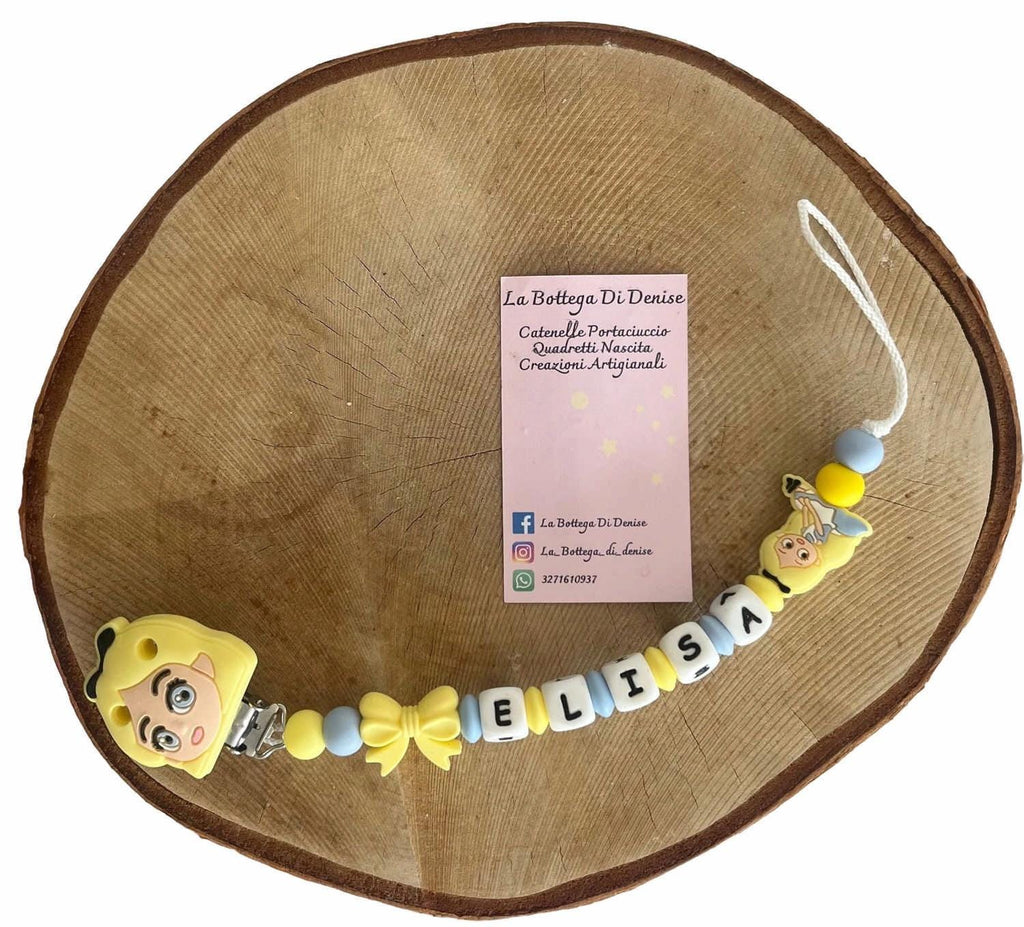 Catenella Portaciuccio “Alice” Personalizzata – Silicone Atossico – Idea Regalo Nascita – Handmade