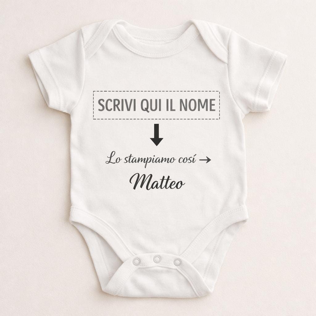 Body neonato personalizzato con grafica • Nome bambino • Regalo nascita • Body Made in Italy