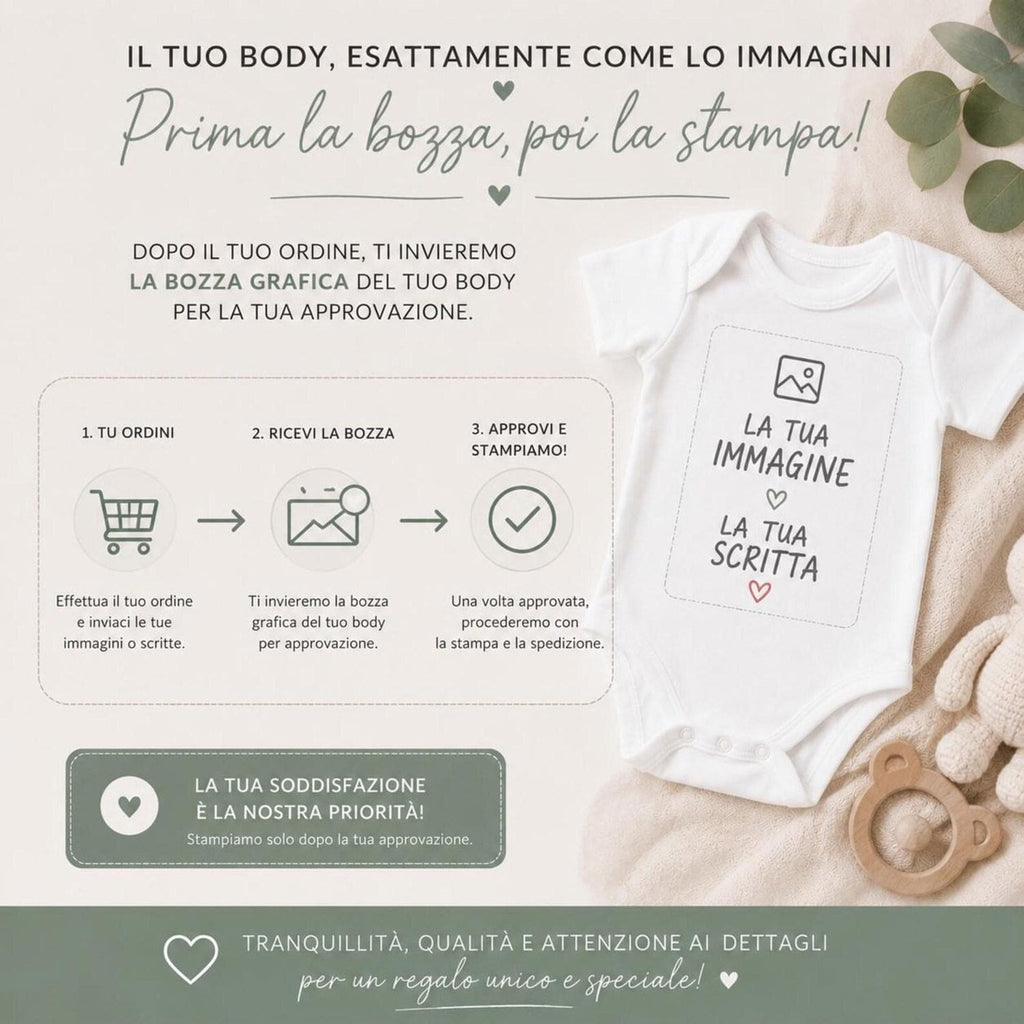 Body neonato personalizzato con grafica • Nome bambino • Regalo nascita • Body Made in Italy