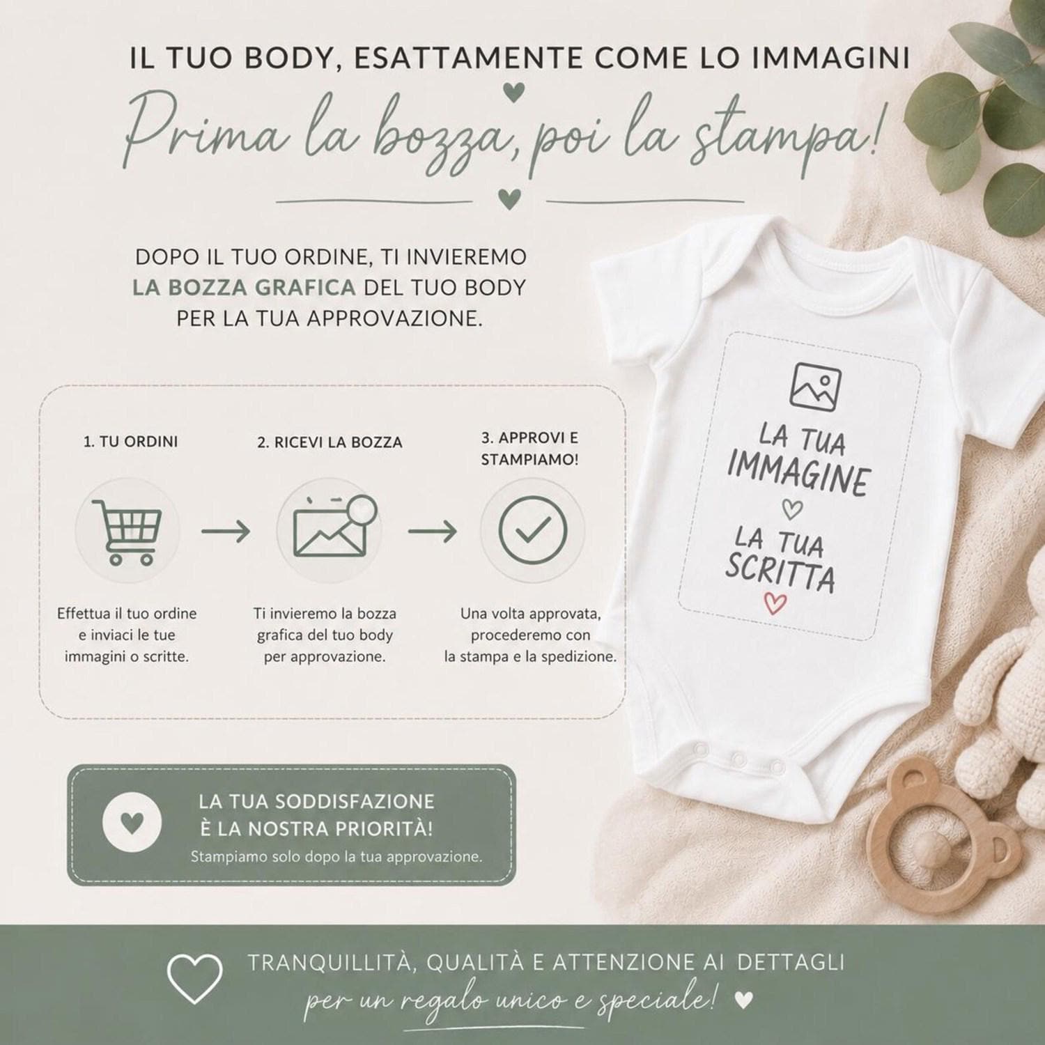 Body neonato personalizzato con grafica • Nome bambino • Regalo nascita • Body Made in Italy